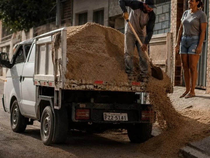 Entrega de areia da Caxangá Construções em Recife